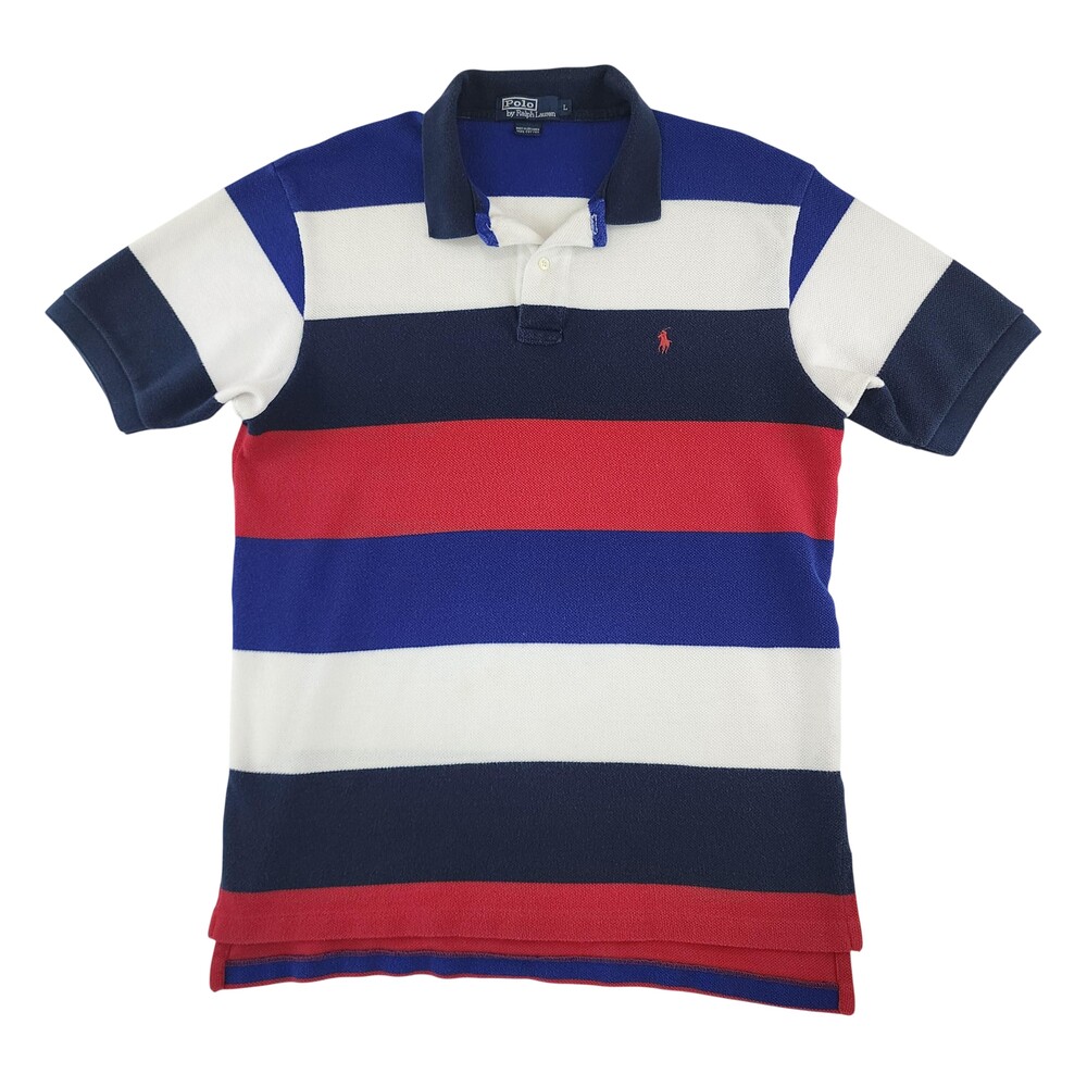 Polo Ralph Lauren Polo Shirt Mens Large Multicolor Stripe Rugby Cotton Knit